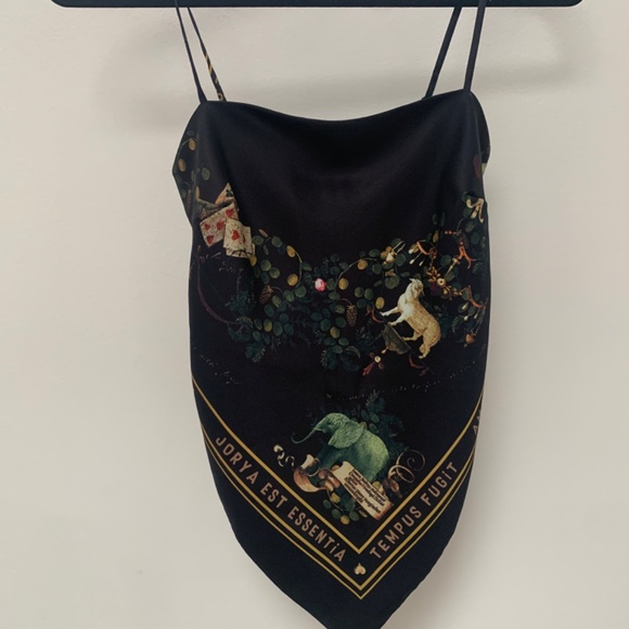 Black Animal Print Scarf Top with Adjustable Straps - Picture 9 of 10